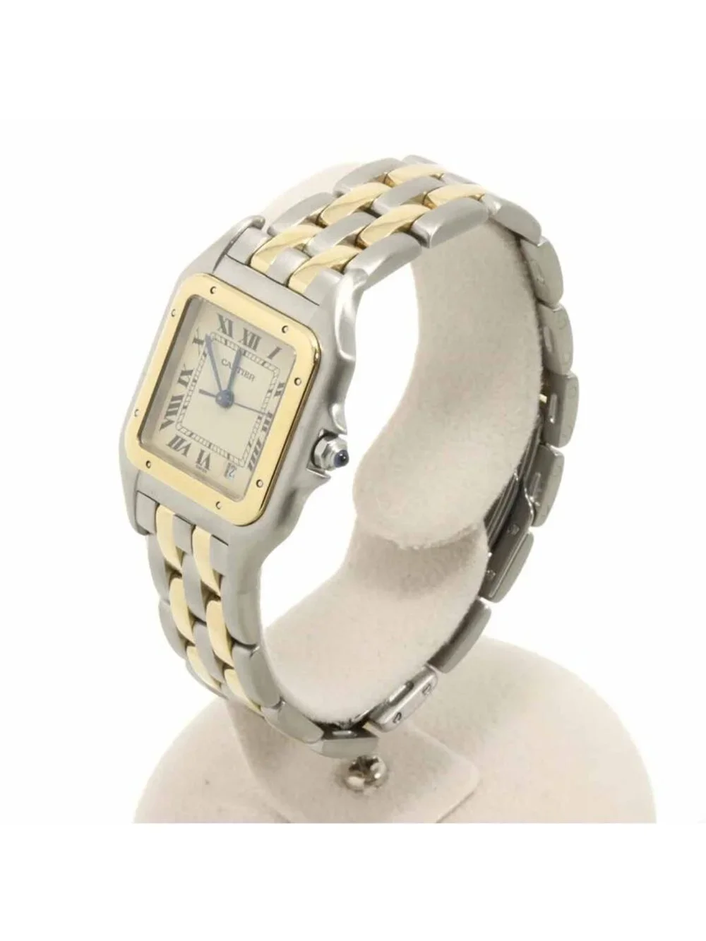 Cartier Panthere MM 2 Row Date Boys Watch Ivory YG Quartz